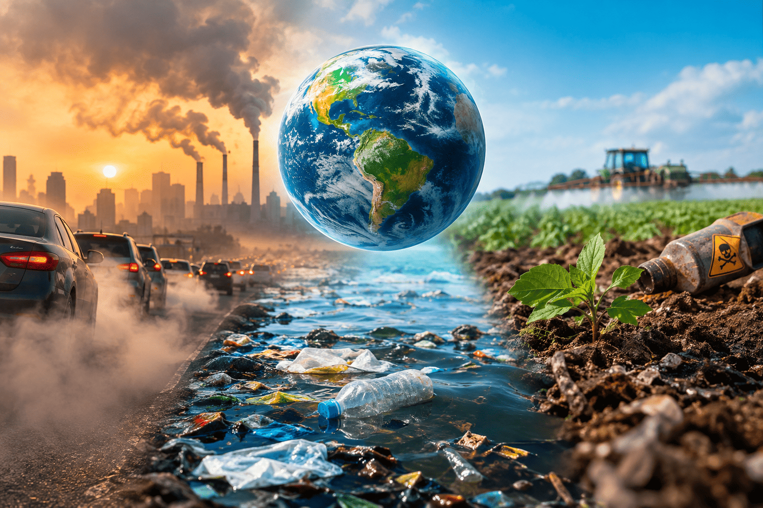 Environmental Pollution : A Threat Affecting Air, Water, and Soil